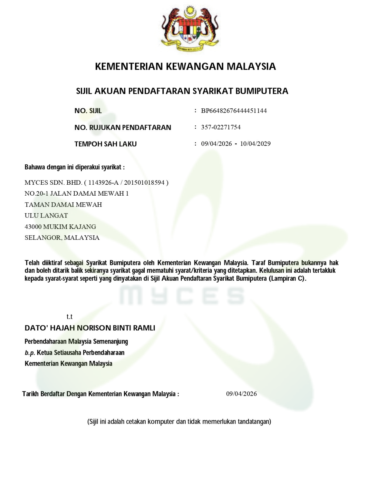 Pendaftaran Syarikat Bumiputera